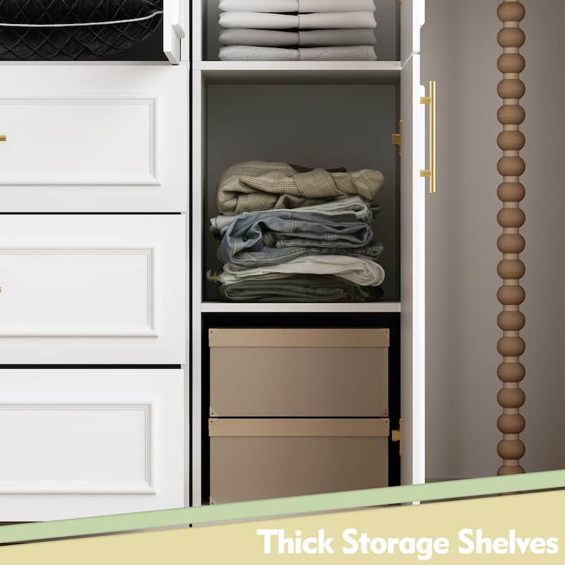 74.8"H Large Modular Wardrobe Cloest Armoire Cabinet Glass Door