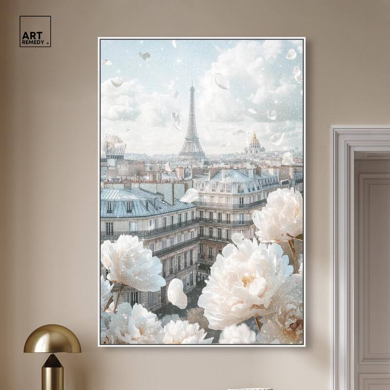 Peonies Over Paris Canvas by Art Remedy