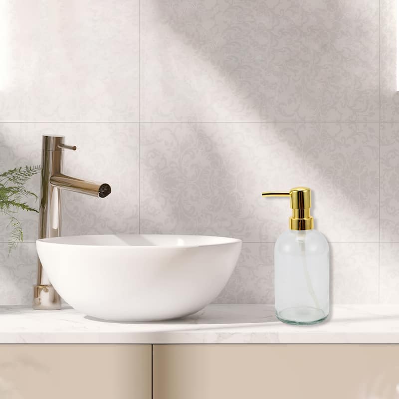 Cylindrical Classic Soap Pump Dispenser for Hotel 400ml 1 Pcs - Clear Gold Tone