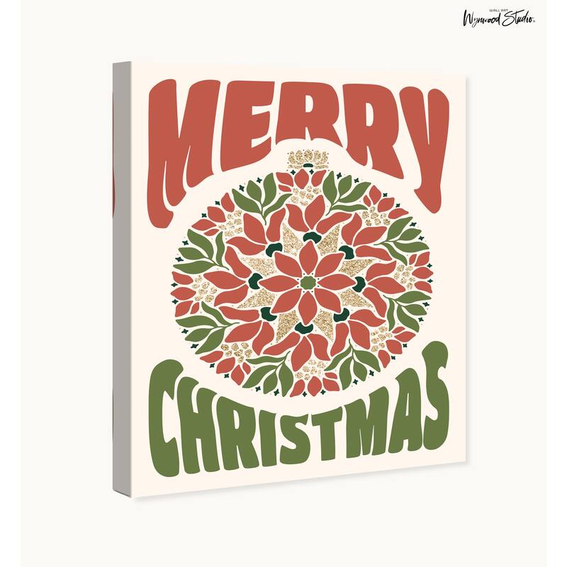 Wynwood Studio Canvas Holiday and Seasonal Classic Christmas Glam Ornament Red Modern & Contemporary Wall Art Canvas Print