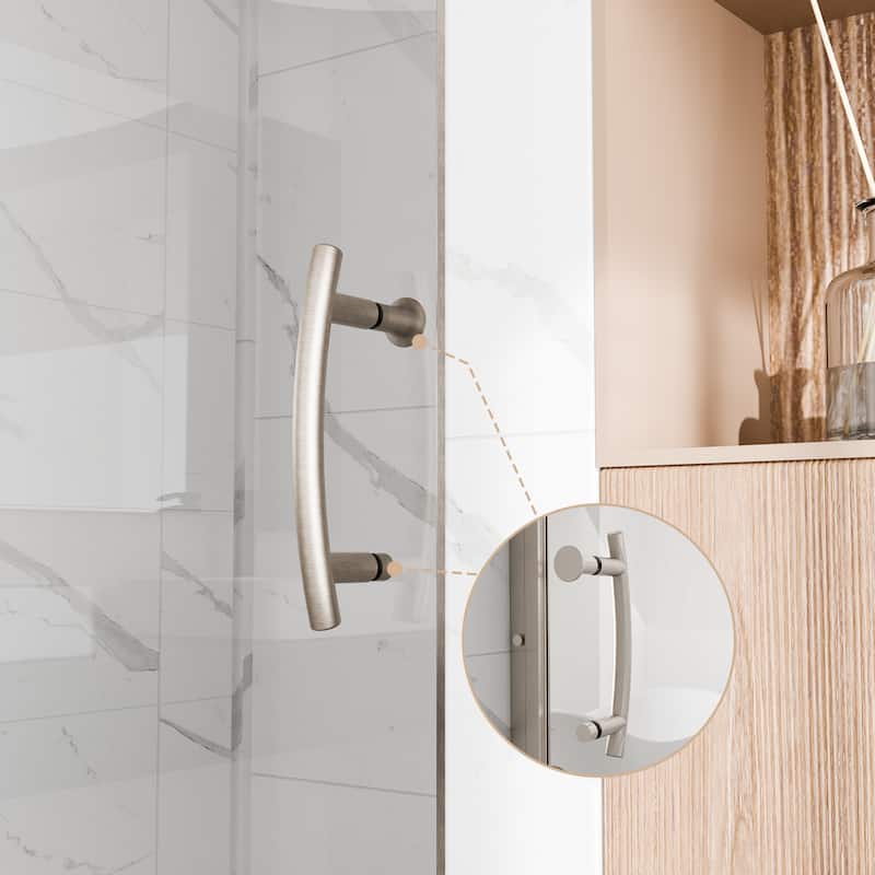 Modland 38-42"x71'' Adjustable Pivot Shower Door - Auto-Lift Hinge, Magnetic Seal, 5 Finishes for Uneven Walls - 42''x 71''