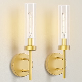 Hardwired Gold Wall Sconces Set of 2