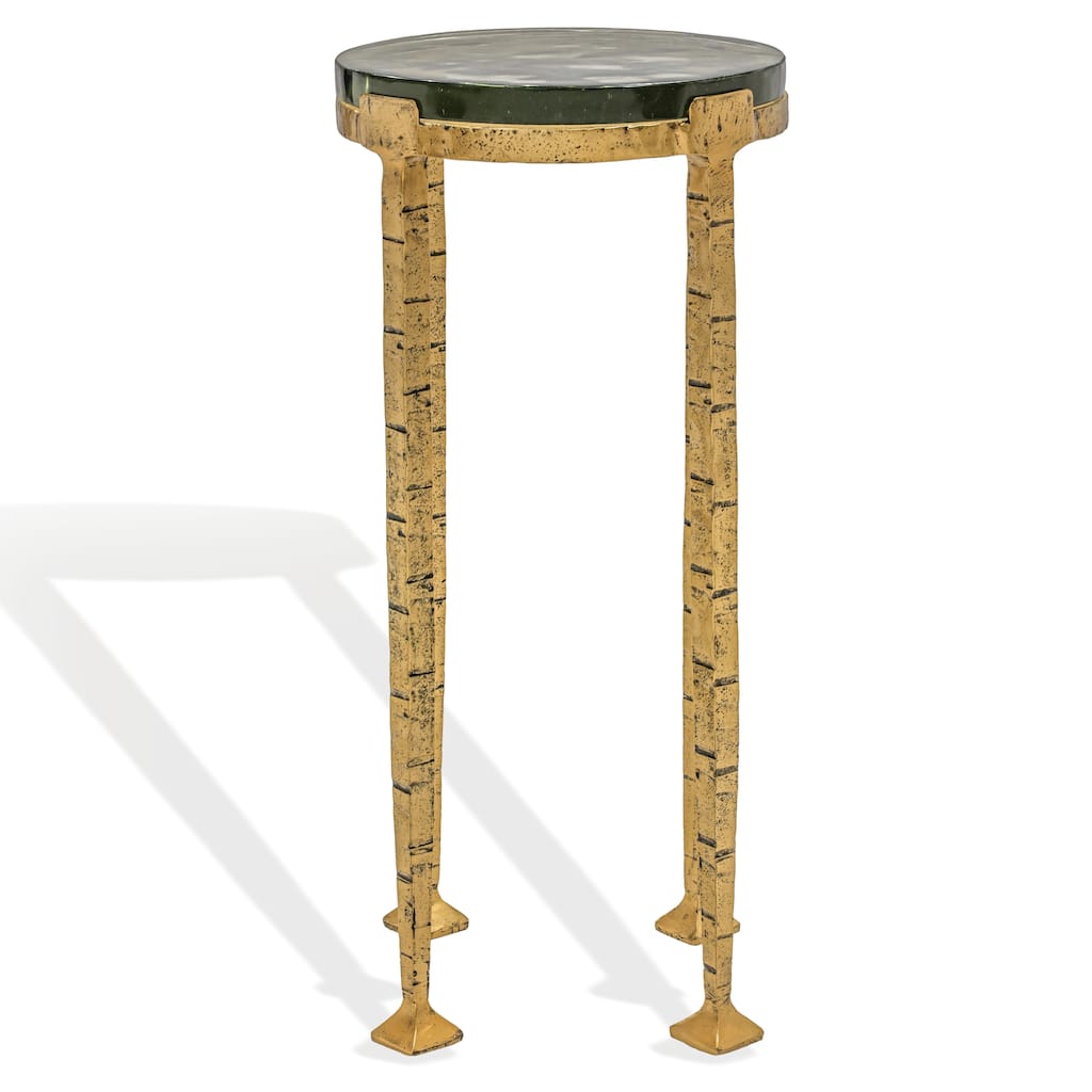 SAFAVIEH Couture Karmelina Drink Table with Smoked Glass Top - 10"W x 10"D x 22"H