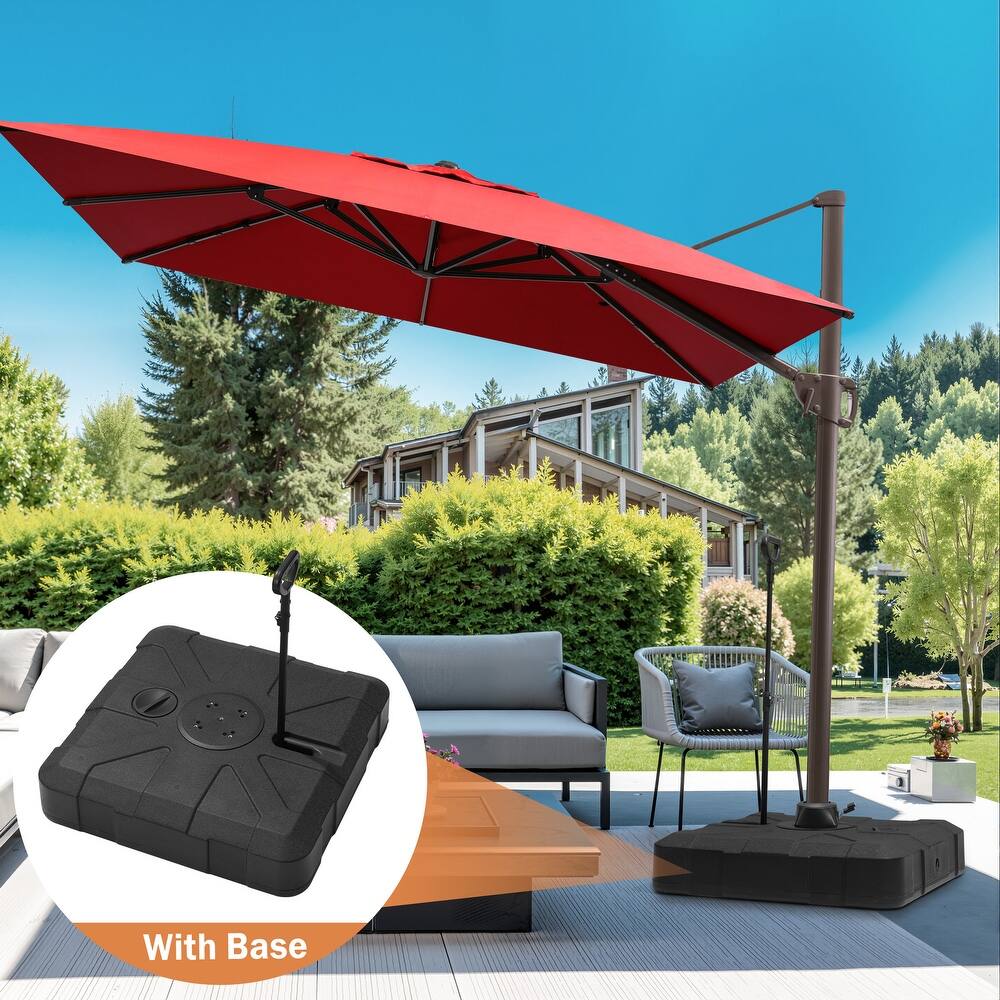 9 FT x 11 FT Outdoor Patio Cantilever-Offset Umbrella with Rod Base