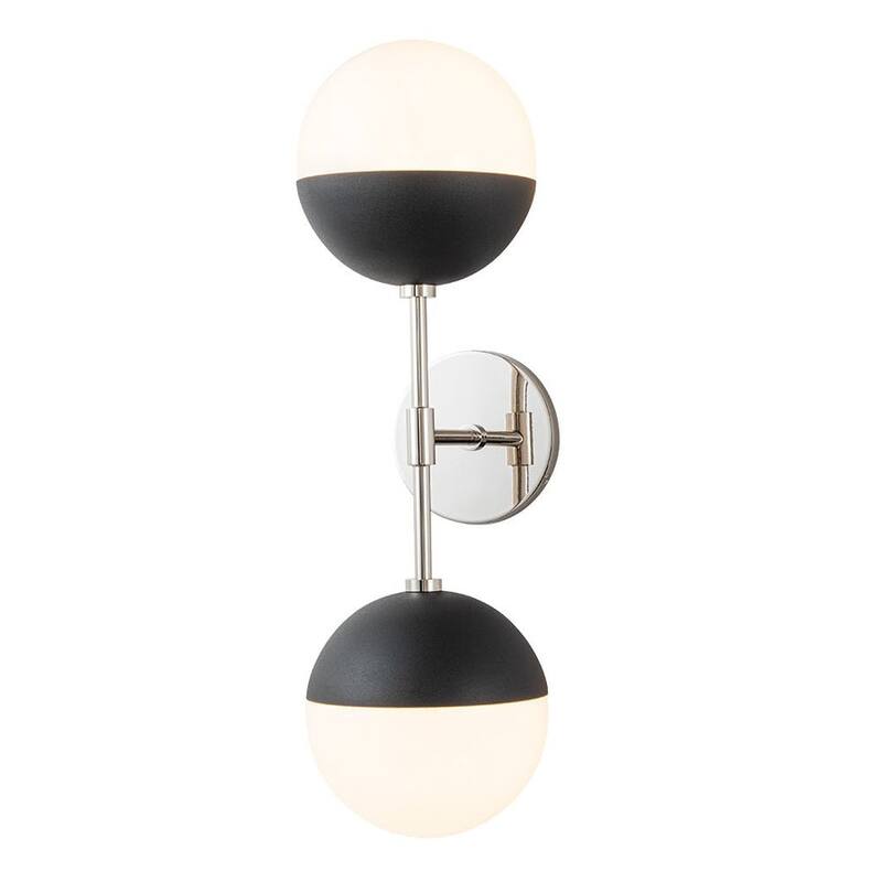 Modern Mid-century 2-Light White Opal Globe Wall Sconce