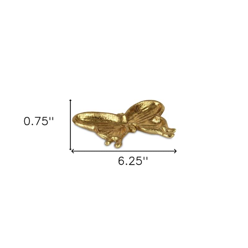 HomeRoots 6" Gold Cast Iron Butterfly Handmade Trinket Tray