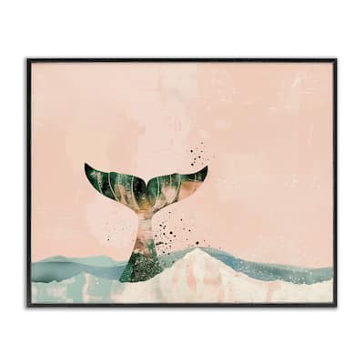 Stupell Pink Abstract Whale Tail Framed Giclee Art Design By Arlington Prints