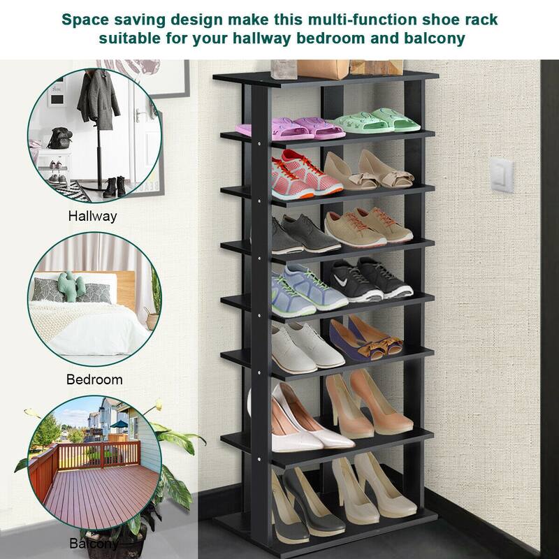 Gymax Patented 7-Tier Dual Shoe Rack Practical Free Standing Shelves