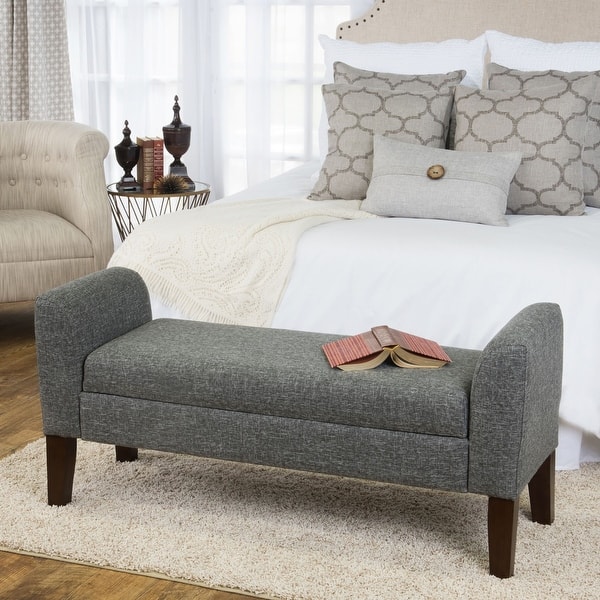 slide 2 of 15, Carson Carrington Borg Charcoal Fabric Storage Bench Settee