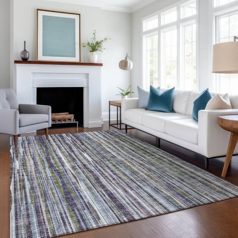 Premium Washable Super Soft Modern Stripes Mayfield Rug - Plum - 3' x 5' - Rectangle