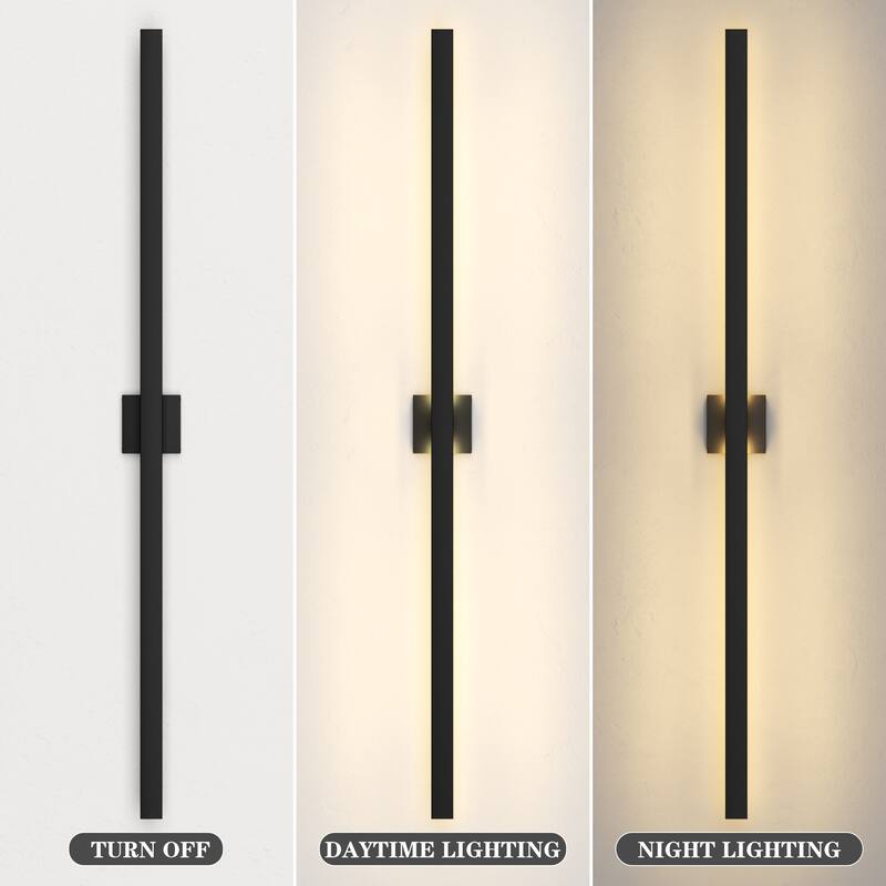 Black Aluminum LED Outdoor Wall Sconce Linear Wall Mounted Lights