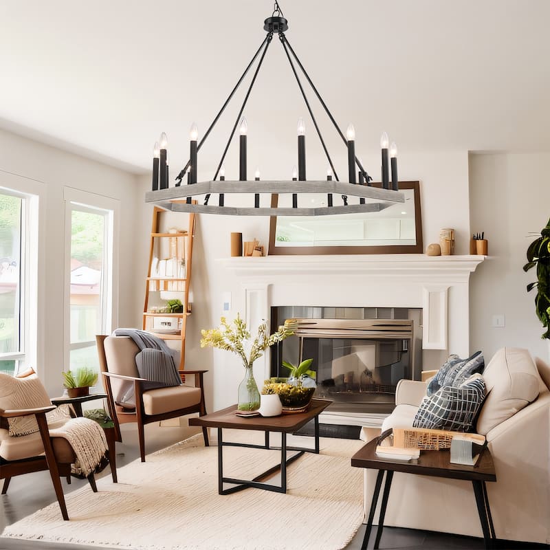 Acroma 16-light 40In Farmhouse Geometric Chandelier Candle Lighting - D 40'' * H 139''