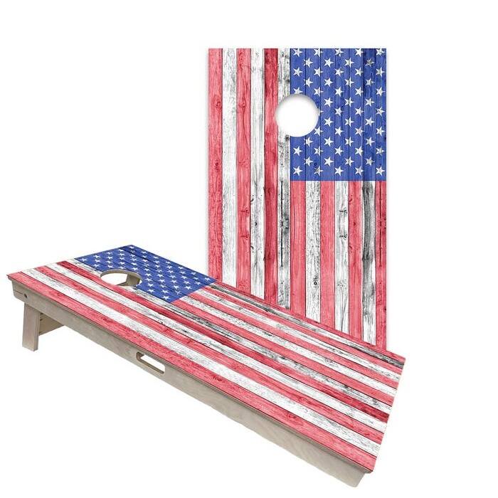 American Flag Regular Regulation 2x4 Cornhole Board Set - All-Weather - Include Case + LED Lights