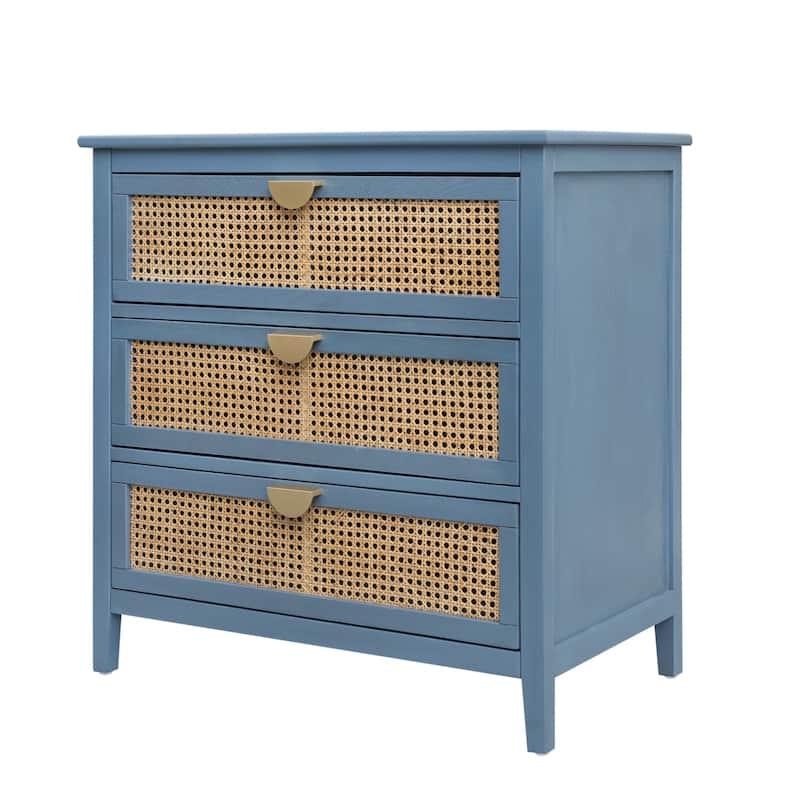 3 Drawer Natural Rattan Cabinet