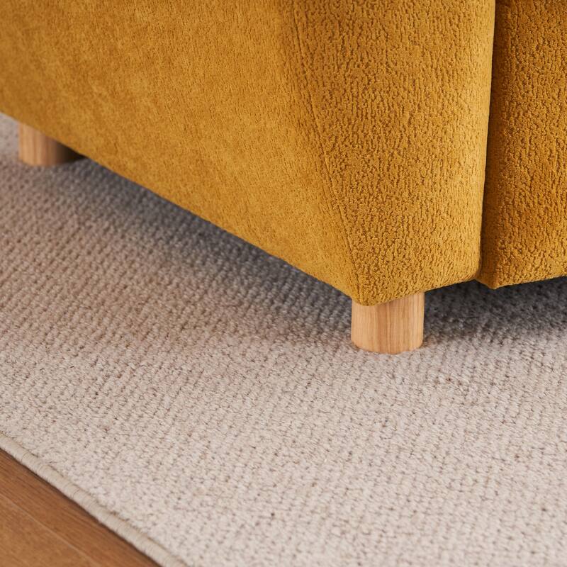 Modern Tufted Chenille Loveseat, Futon Sectional Love Seat Couch, Upholstered Sofa with 2 Pillows & 3 Lumbar Pillows