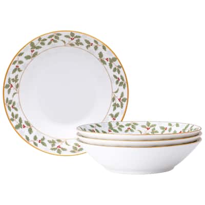 Noritake Holly & Berry Gold Set of 4 Soup Bowls, 7-1/2", 12 oz.