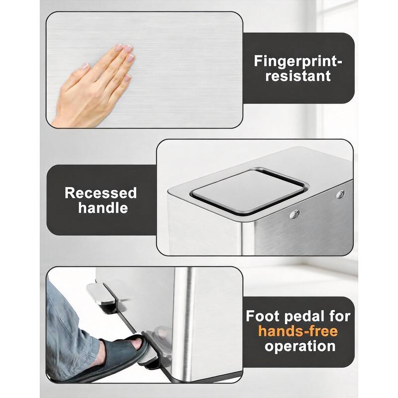 16 Gal (2 x 30 l) Dual Trash Can, with Odor Control Box