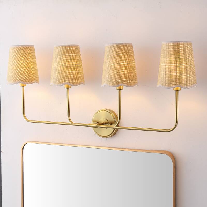 Lila Scalloped Fabric Shade/Metal LED Vanity Light - 36.5