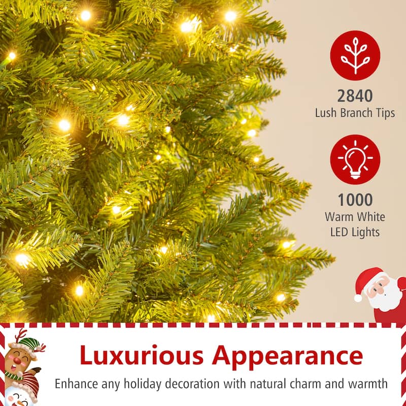Gymax 12 FT Pre-Lit Artificial Christmas Tree w/2840 Branch Tips &