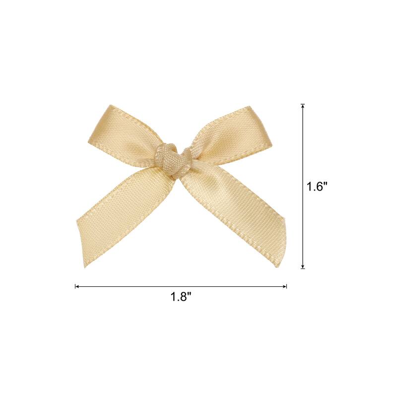 100Pcs Mini Ribbon Bow 1.8 inch Mini Fabric Satin Ribbon - Champagne