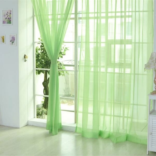 Solid Color Tulle Voile Door Window Curtain Drape Panel Sheer Scarf Valances