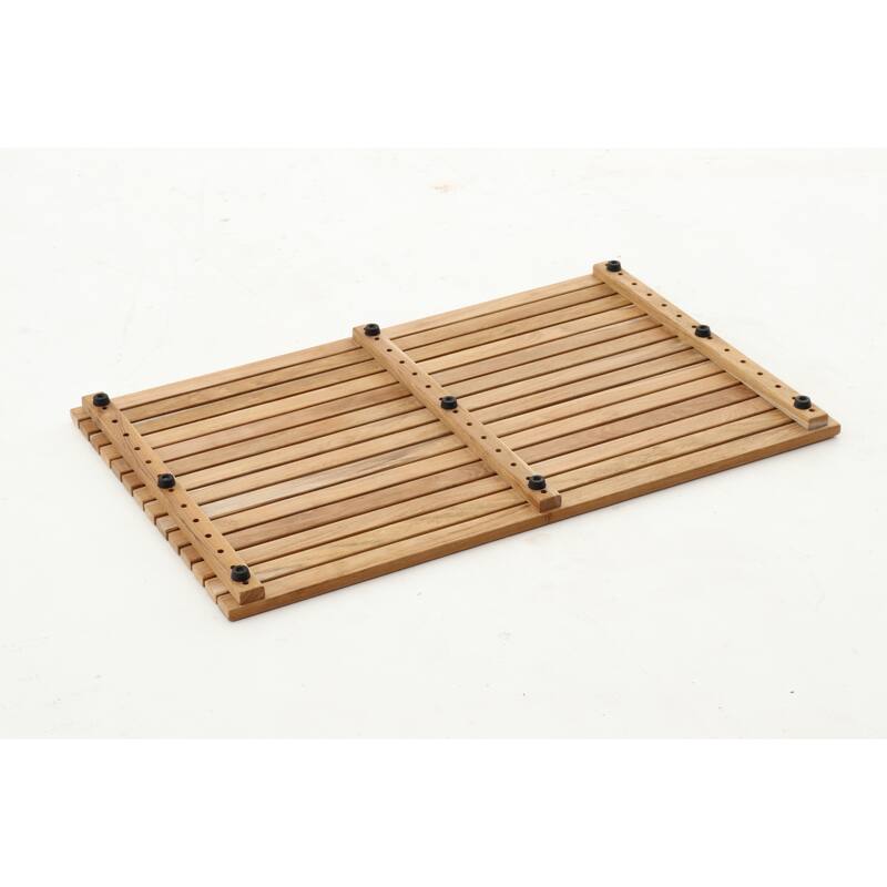 Nordic Style Natural Teak Wood Indoor and Outdoor Shower Mat 31.4" x 19.6"