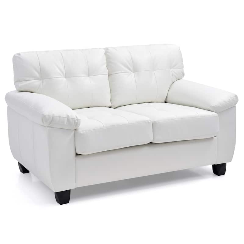 Flared Arm Faux Leather Tufted Straight Sofa - 57" - White