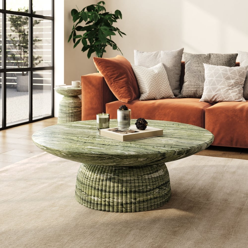 Studio London Maddox Single Round Coffee Table Stone Marble Effect