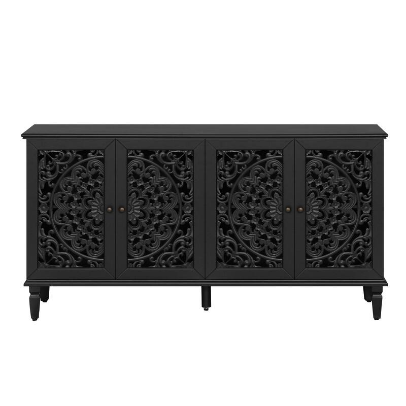 Sideboard Storage Cabinet with Carved Flower Door Handle,Antique Console Table