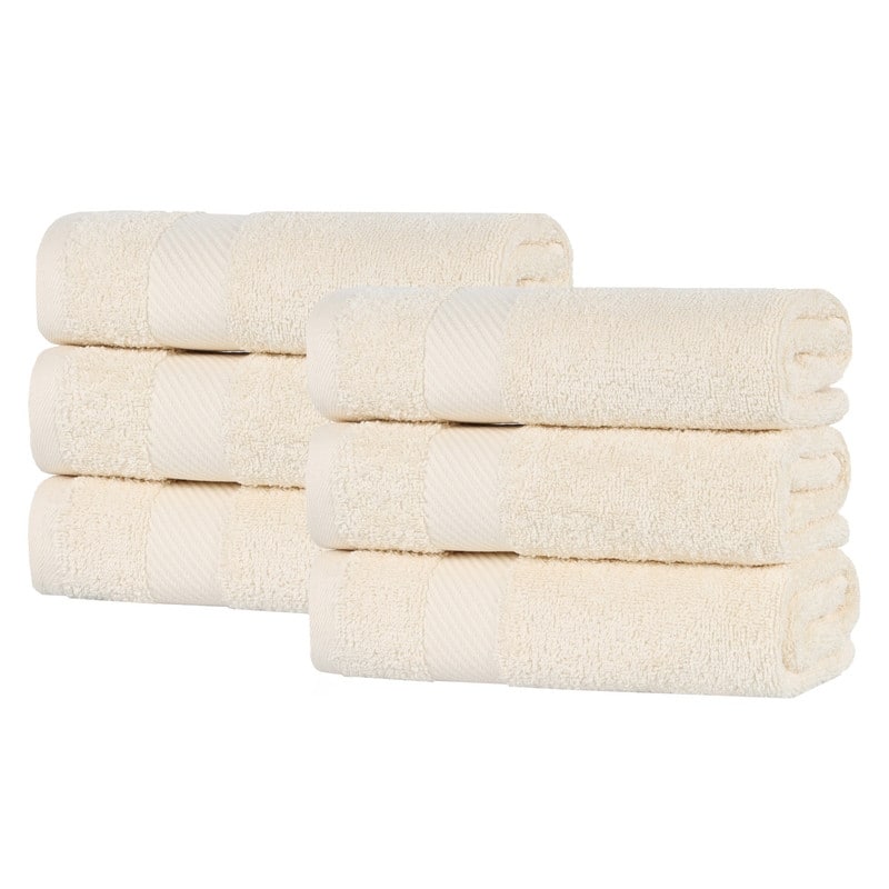 Superior Luxury Solid Highly Absorbent Egyptian Cotton Hand Towel - (Set of 6)