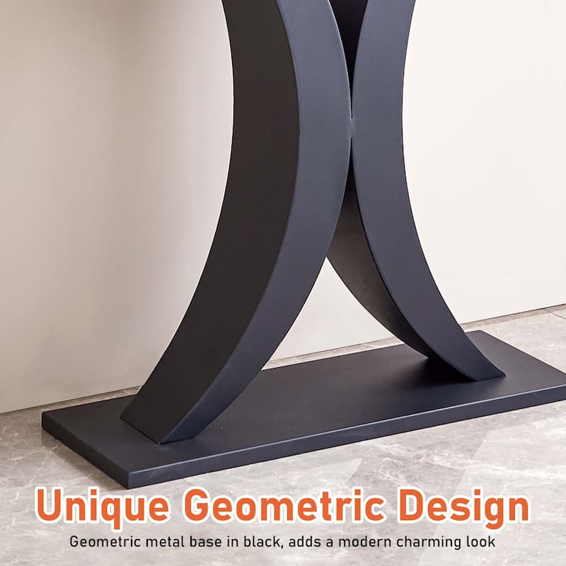 Aukfa 47 inches Modern Console Table with Geometric Metal Base
