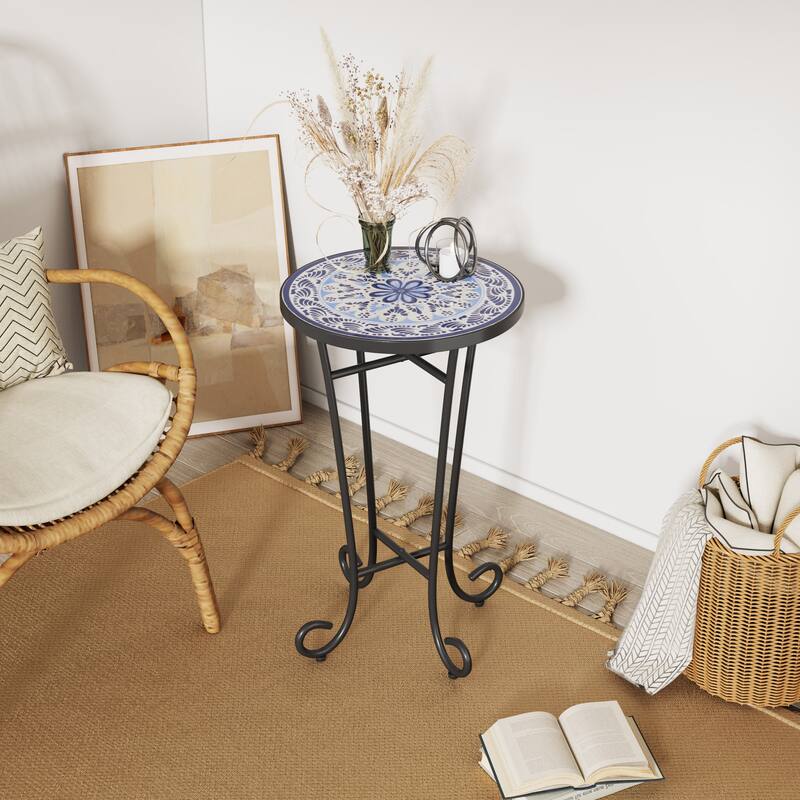 Patio Side Table - Black+Blue