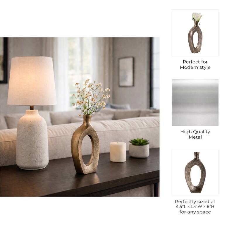 Modern Metal Open Cut Out Bud Vase - Tall Flower Vase