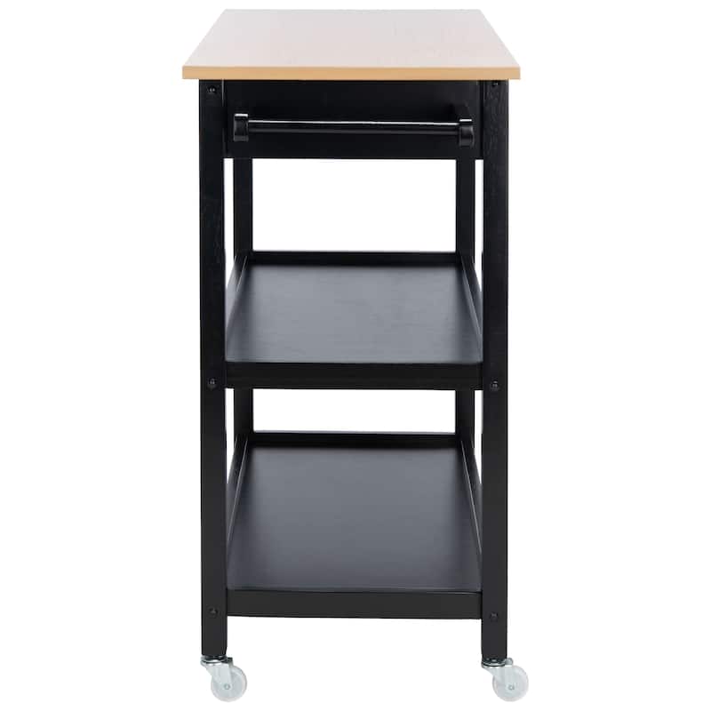 SAFAVIEH Cohyn 1-Drawer 2-Shelf Kitchen Bar Cart with Wheels - 39" W x 17.7" L x 36.2" H