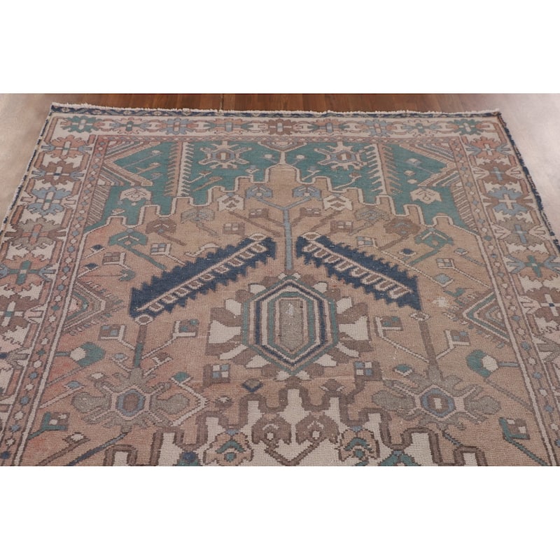 Geometric Bakhtiari Persian Vintage Rug Handmade Wool Carpet - 5'0" x 9'9"