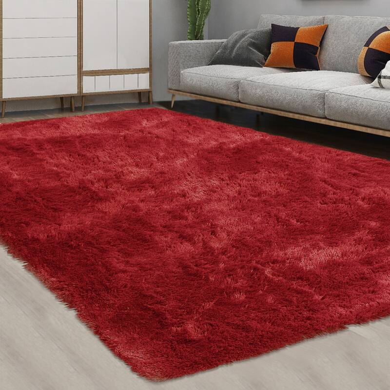 Garvee Shag Fluffy Area Rug Modern Indoor Plush Shaggy Carpet - 5' x 8' - Red