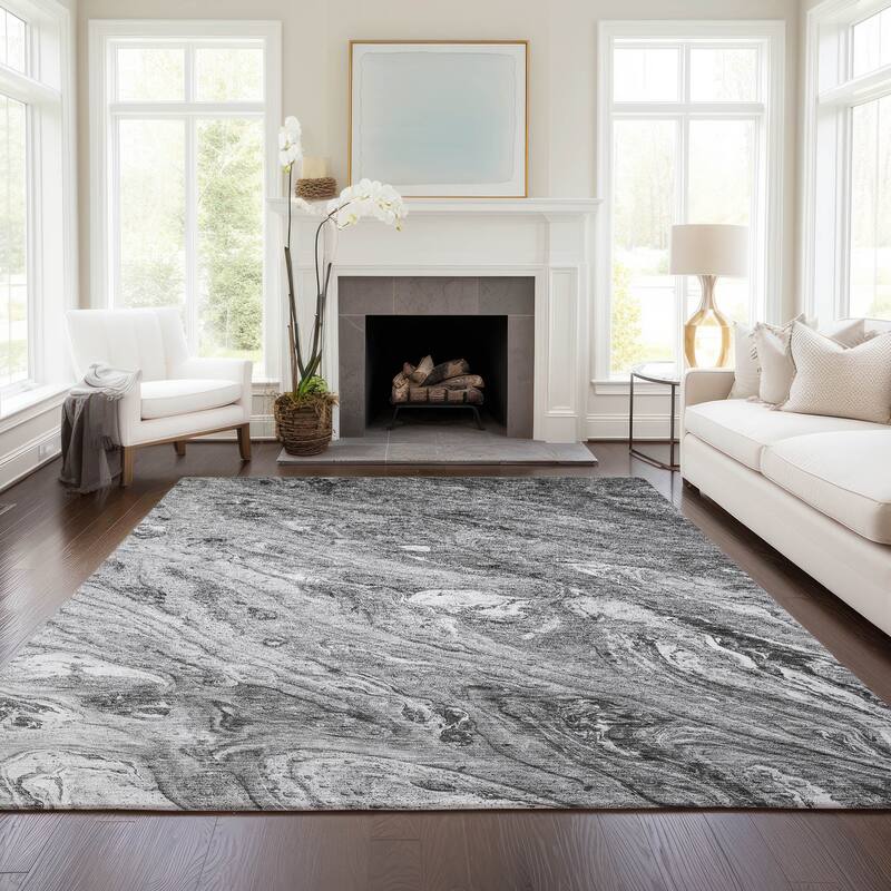 Machine Washable Indoor/ Outdoor Chantille Modern Abstract Rug - 3' x 5' - Gray