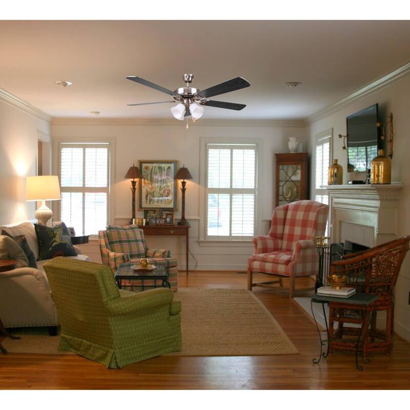 HARLI 5 Blade Ceiling Fan in Brushed Nickel with Black & Walnut blade