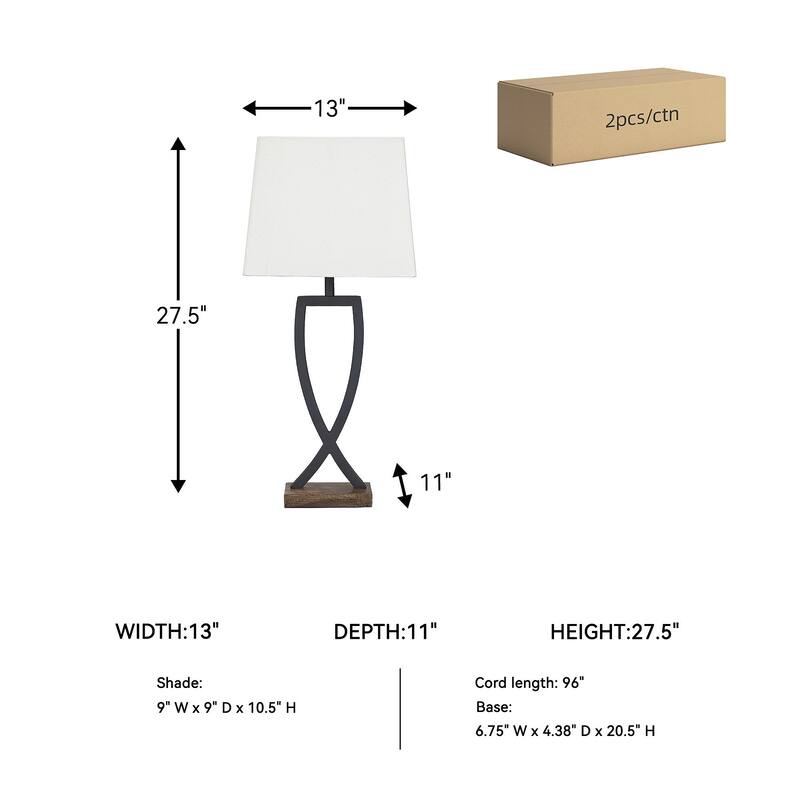 Makara Metal Black/Brown 29 Inch Table Lamp - Set of 2 - 13.13" W x 9.13" D x 28.75" H