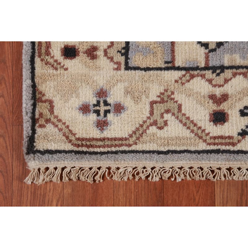 Blue Oushak Oriental Runner Rug Handmade Floral Wool Carpet - 2'7"x 8'0"