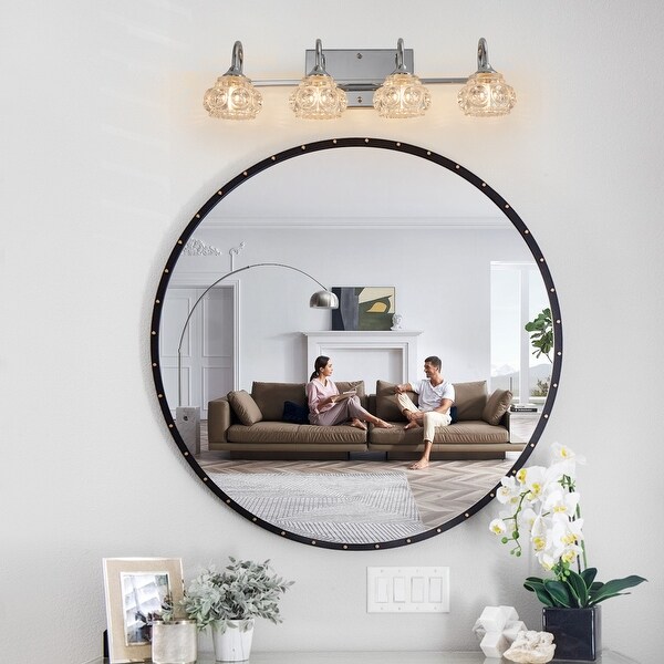 Stylish Bathroom Mirror Lamp Brushed Nickel Wall Mounted Decorative Lighting Fixtures 4 Light Sconce Lighting for Hallway HMH