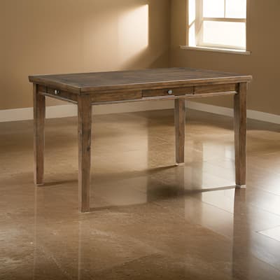 Trea 36 Inch Counter Height Table, Rectangular, 4 Drawers, Cherry Brown