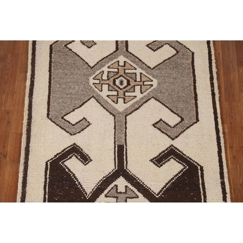 Anatolian Tribal Oriental Runner Rug Handmade Wool Carpet - 3'7"x 11'7"