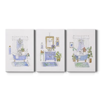 Sketchy Bath I- Premium Gallery Wrapped Canvas - Ready to Hang