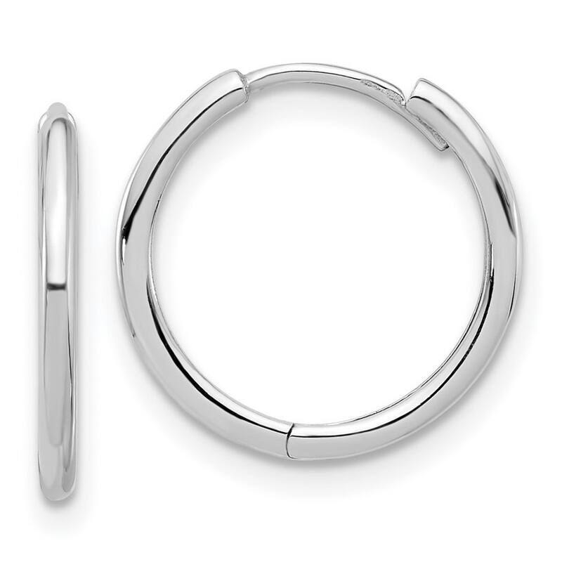 Curata 14k White Gold Polished Hinged Hoop Earrings - 15.7x16mm