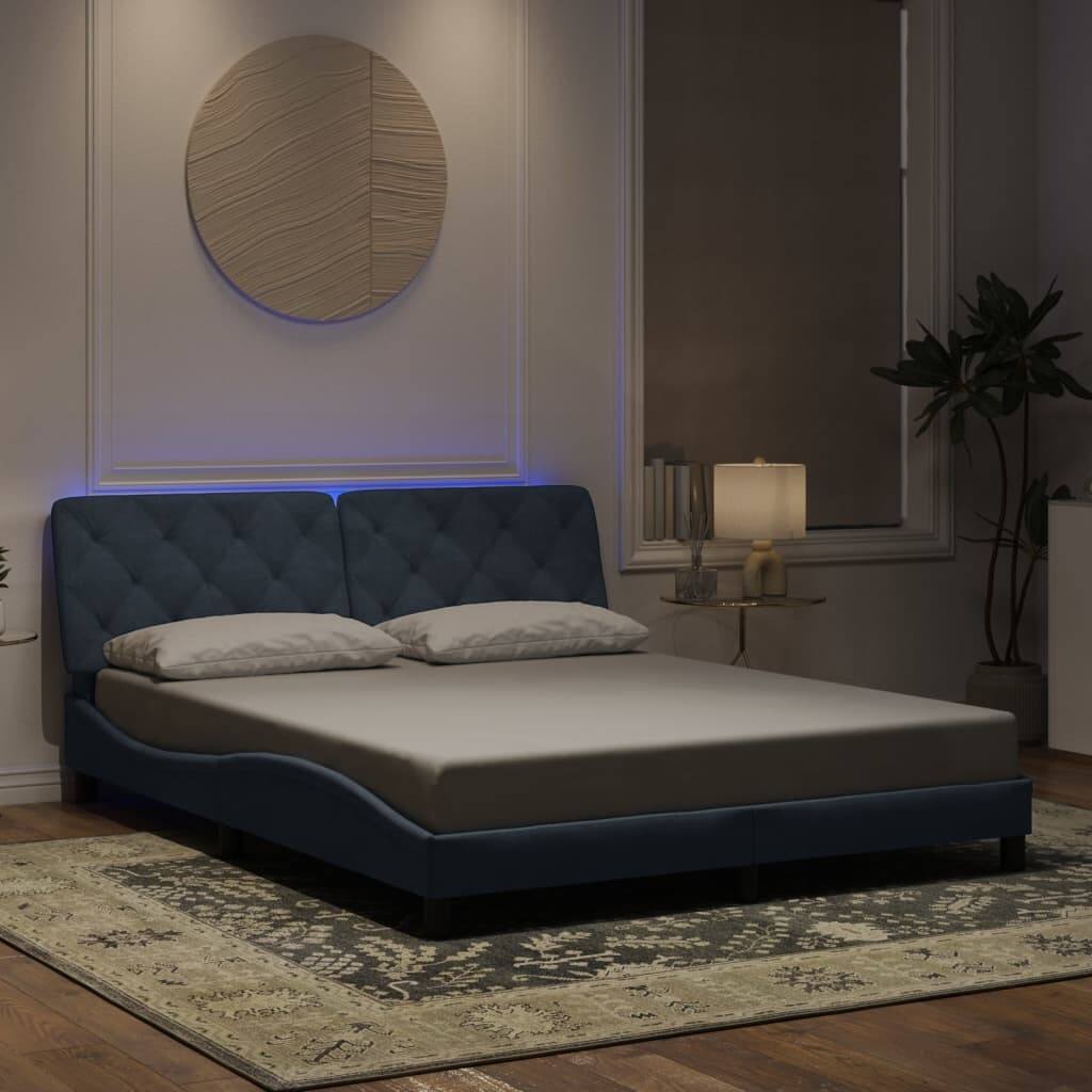 vidaXL Bed Frame with LED without Mattress Dark Gray Velvet