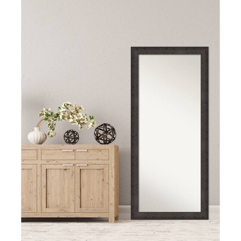 Dappled Non-Beveled Wood Framed Full-Length Floor Leaner Mirror - Glass Size 24x60