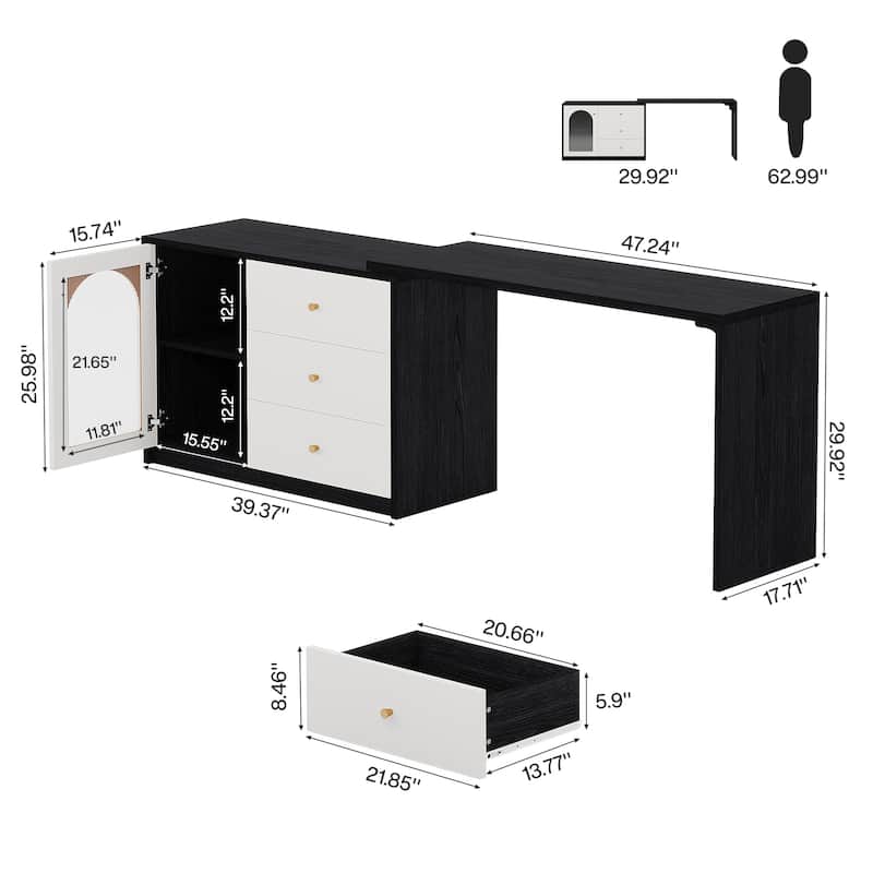 Retractable Modern Makeup Vanity for Bedroom