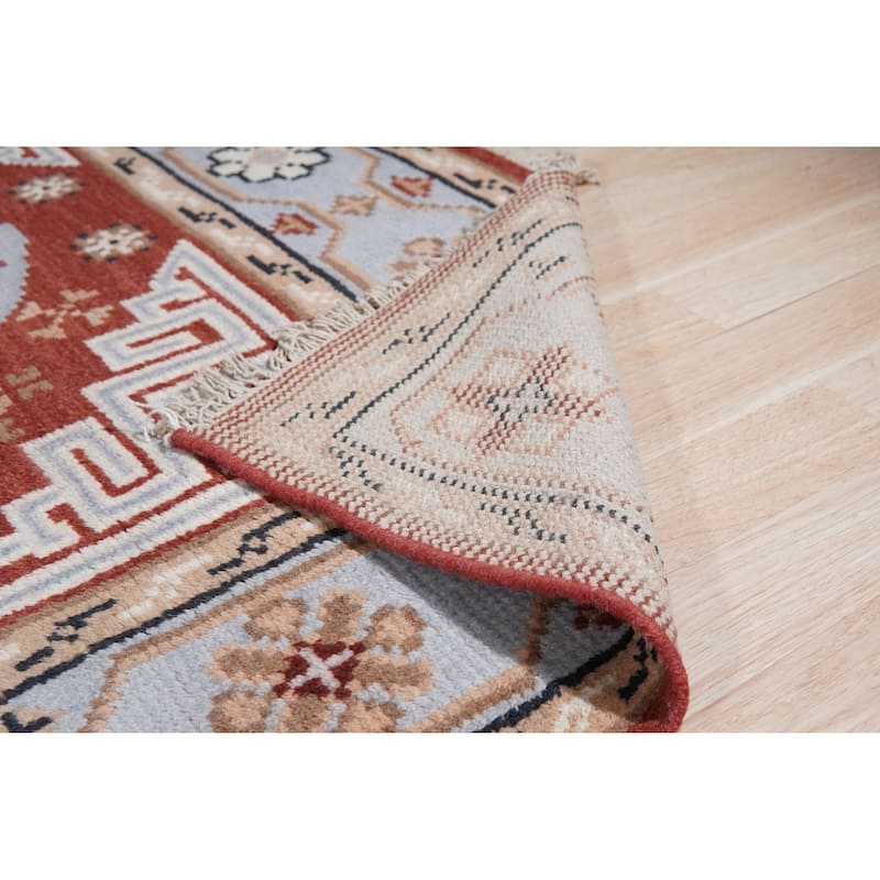 Home Decor EORC Hand-Knotted Wool Khotan Weave Rug Elegant Rust Area Rug for Living Room, Bedroom, Office, & Home Décor