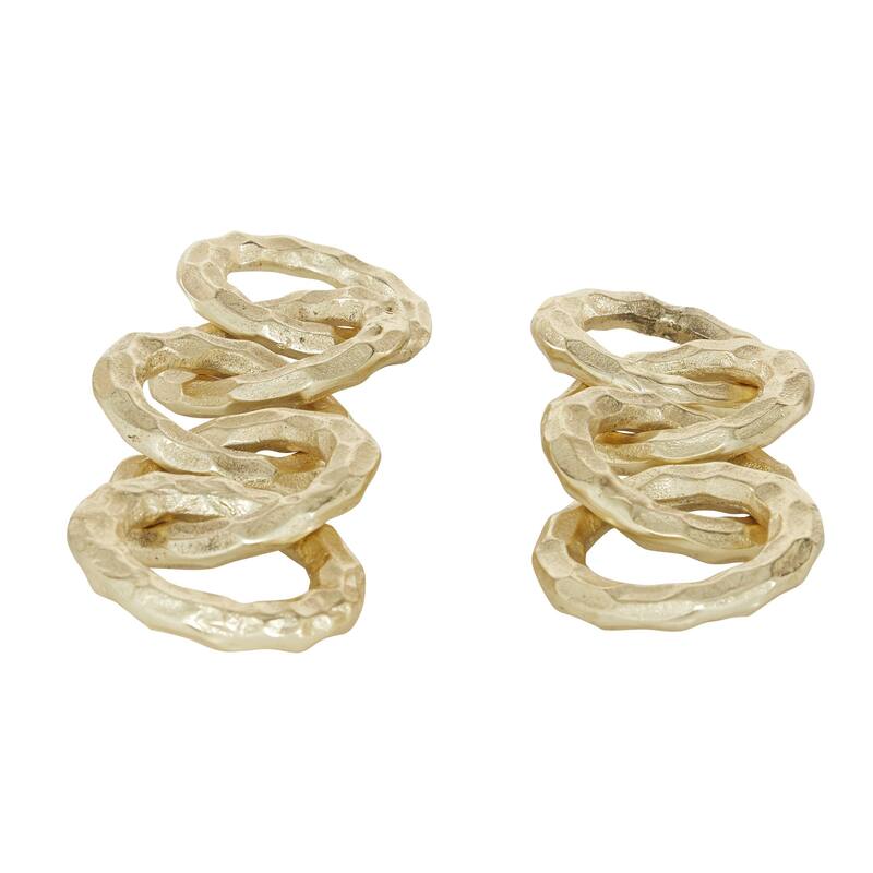 CosmoLiving by Cosmopolitan Gold Aluminum Metal Chain Decorative Sculpture (Set of 2)